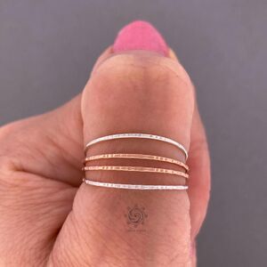 Hammered 14k Rose Gold, Silver Ring Size 9